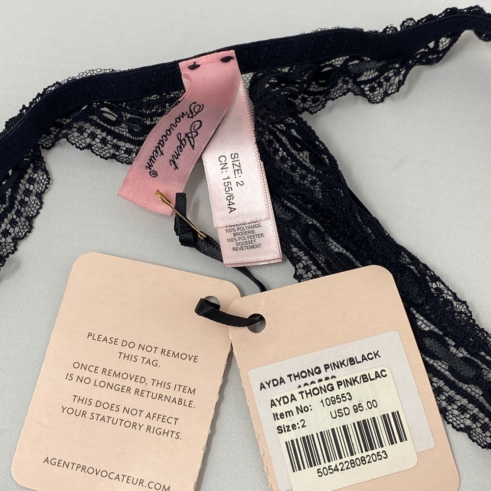 Agent Provocateur Ayda Pink Black Thong NWT - Picture 6 of 8